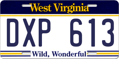 WV license plate DXP613