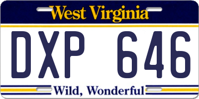 WV license plate DXP646