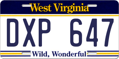 WV license plate DXP647