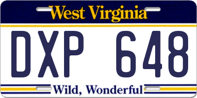 WV license plate DXP648