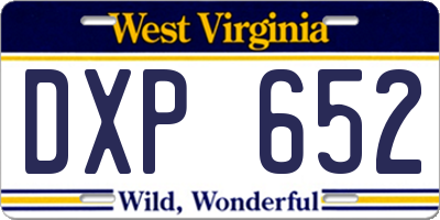 WV license plate DXP652