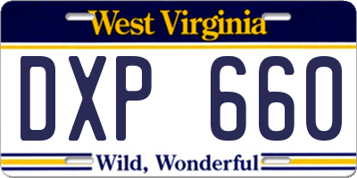 WV license plate DXP660