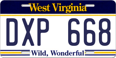 WV license plate DXP668