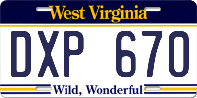 WV license plate DXP670
