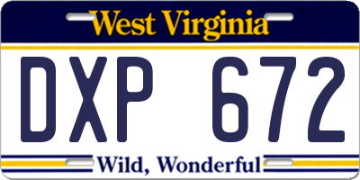 WV license plate DXP672