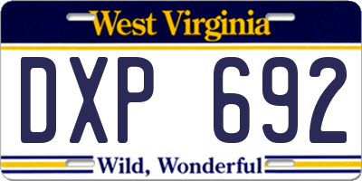 WV license plate DXP692