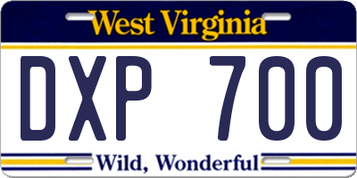 WV license plate DXP700