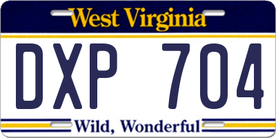 WV license plate DXP704
