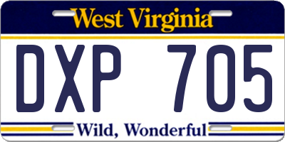 WV license plate DXP705
