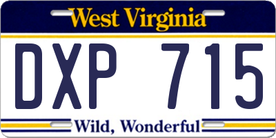 WV license plate DXP715