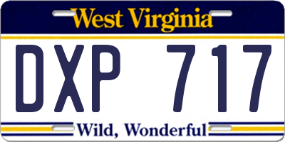 WV license plate DXP717