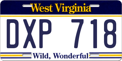 WV license plate DXP718