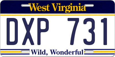 WV license plate DXP731