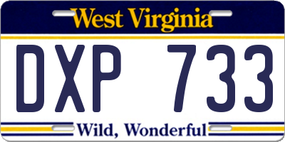 WV license plate DXP733