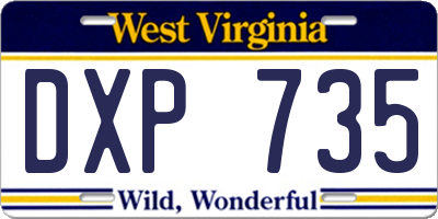 WV license plate DXP735