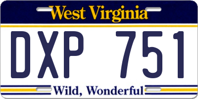 WV license plate DXP751