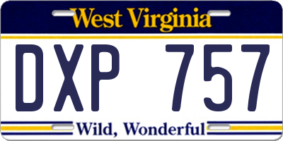 WV license plate DXP757