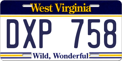 WV license plate DXP758
