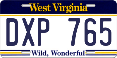WV license plate DXP765
