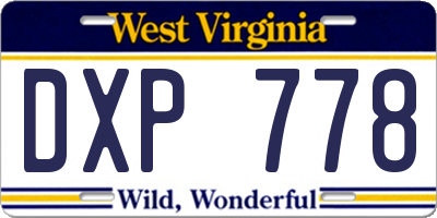WV license plate DXP778