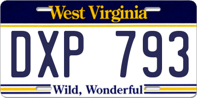 WV license plate DXP793
