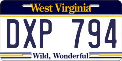 WV license plate DXP794