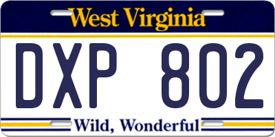 WV license plate DXP802
