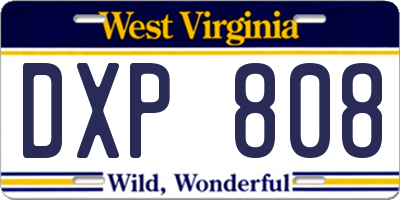 WV license plate DXP808