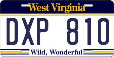 WV license plate DXP810