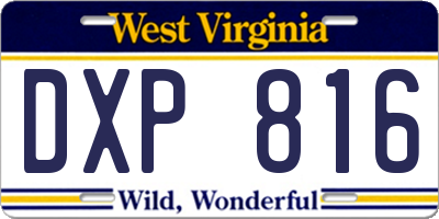 WV license plate DXP816