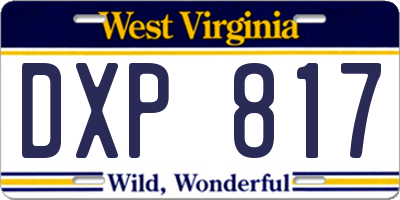 WV license plate DXP817