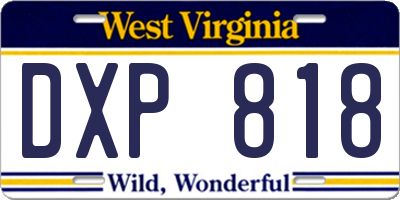 WV license plate DXP818