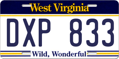 WV license plate DXP833
