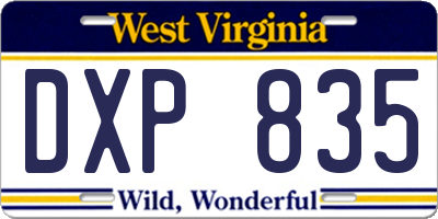 WV license plate DXP835