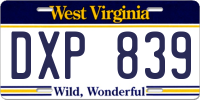 WV license plate DXP839