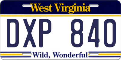 WV license plate DXP840