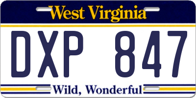 WV license plate DXP847