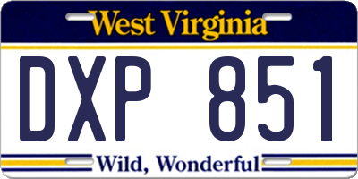 WV license plate DXP851