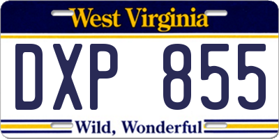 WV license plate DXP855