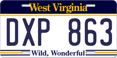 WV license plate DXP863