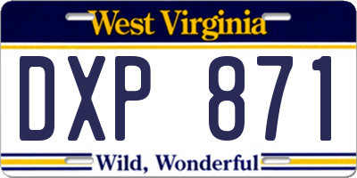 WV license plate DXP871