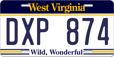WV license plate DXP874