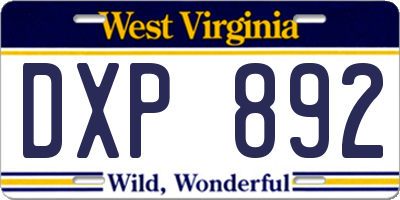 WV license plate DXP892