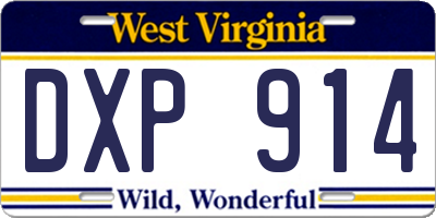 WV license plate DXP914