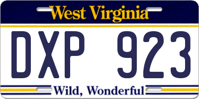 WV license plate DXP923