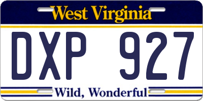 WV license plate DXP927