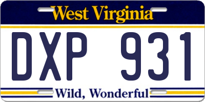 WV license plate DXP931