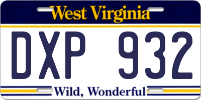 WV license plate DXP932