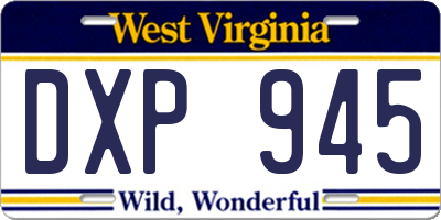 WV license plate DXP945