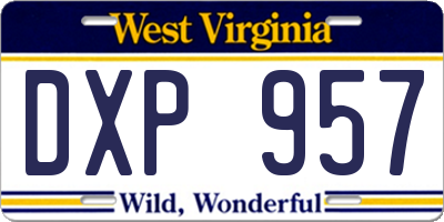 WV license plate DXP957